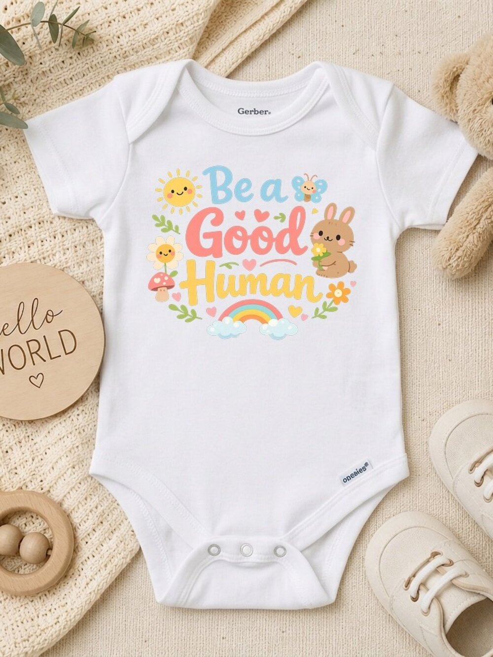 Be A Good Human Boho Baby Girl Gift ONESIE®